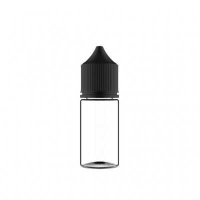 FLACONE VUOTO 30ML IN PLASTICA TRASPARENTE - Completo di tappo Nero e sotto tappo