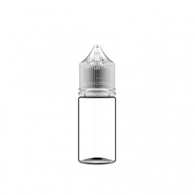 FLACONE VUOTO 30ML IN PLASTICA TRASPARENTE - Completo di tappo Trasparente e sotto tappo