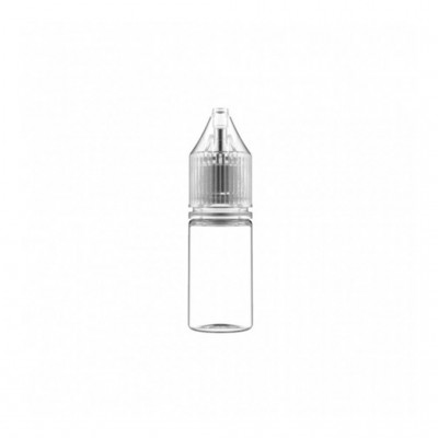 FLACONE VUOTO 10ML IN PLASTICA TRASPARENTE - Completo di tappo Trasparente e sotto tappo